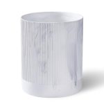 White Marble Stripe Wastebasket,Round Bathroom Trash Can 2.5 Gallon(9 Liter) Small Kitchen Garbage...