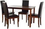 Wickerix Solid Wood 5-pc Dining Kitchen Set of Rectangular Table and 4 Fallabella Side Chairs...