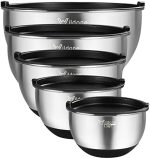 Wildone Mixing Bowls with Airtight Lids, Stainless Steel Nesting Mixing Bowls Set of 5, with...