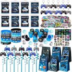 Winrayk 136Pcs Video Game Party Favors Gamer Birthday Supplies for Kids Boys Girl Drinking Straw VIP...