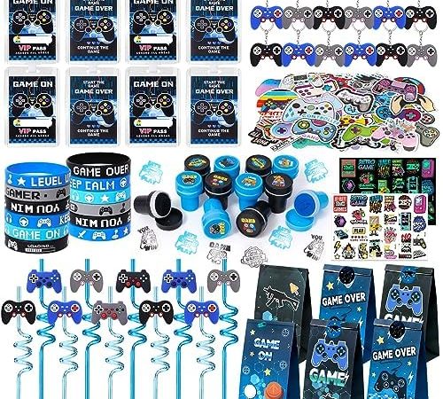 Winrayk 136Pcs Video Game Party Favors Gamer Birthday Supplies for Kids Boys Girl Drinking Straw VIP...
