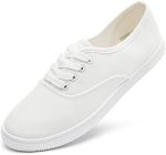 Womens Classic White Sneakers,Low Top White Canvas Shoes,Lightweight Casual Canvas Sneakers