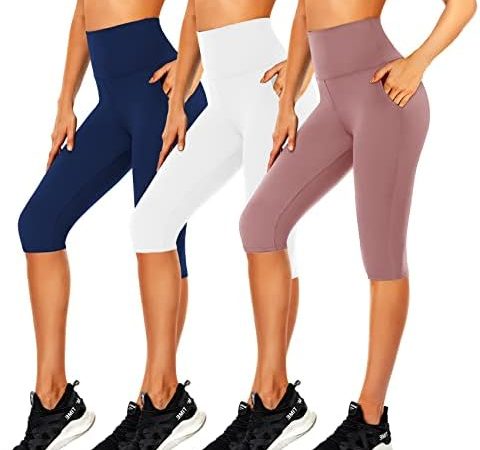 Women's Knee Length Leggings-High Waisted Capri Pants Biker Shorts for Women Yoga Workout Exercise...