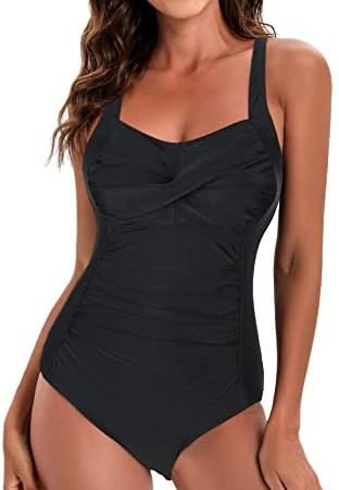 Women's Swimsuit One Piece Tummy Control Bathing Suit Ruched Vintage Push Up Swimwear