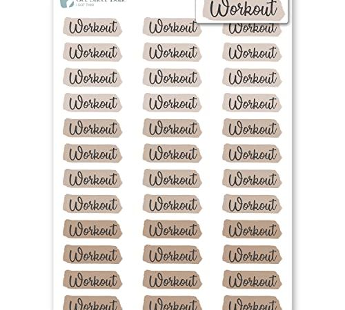Workout Day Planner Stickers / 36 Vinyl Stickers  (approx 1”) / Highlighted Text Script/Health...