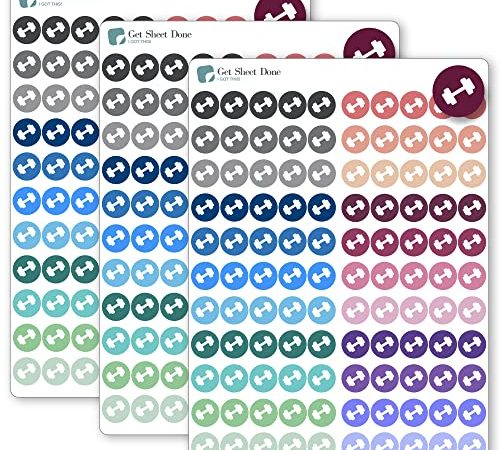 Workout Planner Sticker / 110 Dot Icon Vinyl Stickers (1/3”) / Wellness Exercise Fitness Health Self...