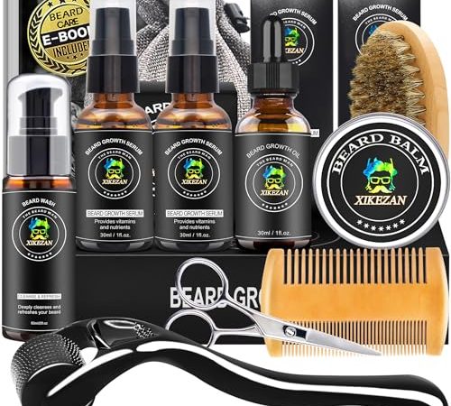 XIKEZAN Beard Kit,Beard Grooming Care Kit w/Beard Wash,2 Pack Beard Serum,Beard...