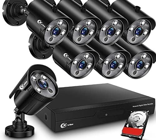 XVIM 8CH 1080P Wired Security Camera System with 1TB Hard Drive, 8pcs HD Outdoor Home Surveillance...