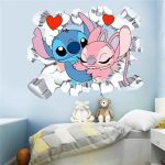 XiaoNong Lilo and Stitch Wall Decals Kids Cartoon Wall Art Stitch Wall Stickers for Bedroom Wall...