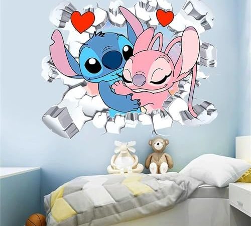 XiaoNong Lilo and Stitch Wall Decals Kids Cartoon Wall Art Stitch Wall Stickers for Bedroom Wall...
