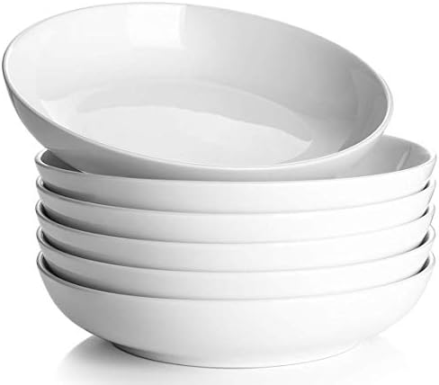 Y YHY Pasta Bowls, 30oz Salad Bowls White Soup Bowls Large Pasta Serving Bowl Porcelain Pasta Plates...