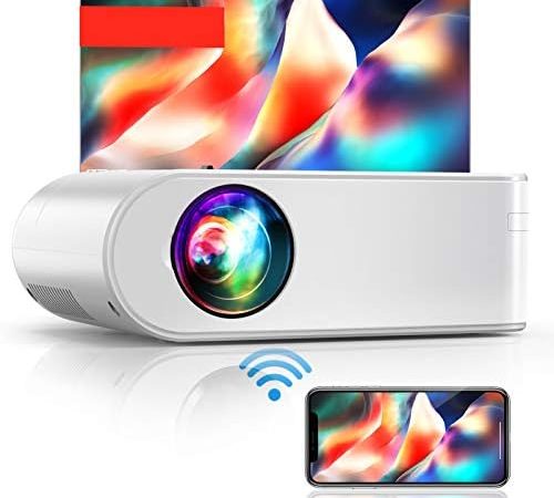 YABER V2 WiFi Mini Projector 7000L [Projector Screen Included] Full HD 1080P and 300" Supported,...