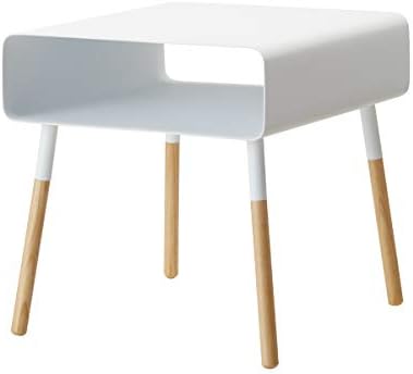 YAMAZAKI home Plain Side Table with Storage Shelf White