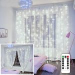 YEOLEH String Lights Curtain,USB Powered Fairy Lights for Bedroom Wall Party,8 Modes & IP64...