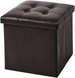 YOUDENOVA 15 inches Folding Storage Ottoman, Cube Storage Boxes Footrest Stool, Small Ottomans with...