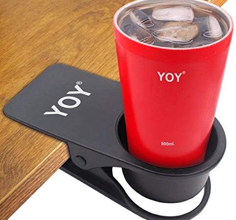 YOY Drink Cup Holder Clip - Table Desk Side Water Glass Beer Bottle Beverage Soda Coffee Mug Holder...