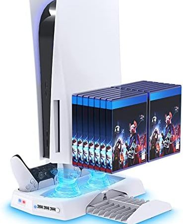 YUANHOT Vertical Cooling Stand Compatible with PS5 Console, Charging Station Dock with Controller...