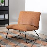 Ya-Home Modern Accent Chair, Upholstered Armless Living Room Chair Lounge Chair with Black Metal...