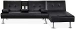 Yaheetech Faux Leather Sectional Sofa Couch Sectional Living Room Furniture Set Convertible Futon...