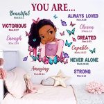 Yovkky Black Girl Religious Butterfly Wall Decal Sticker, Positive Saying African American You are...