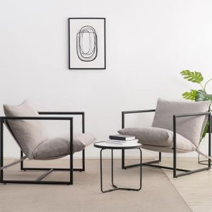 ZINUS Aidan Sling Accent Chair, Pack of 2, Metal Framed Armchair with Shredded Foam Cushioning,...