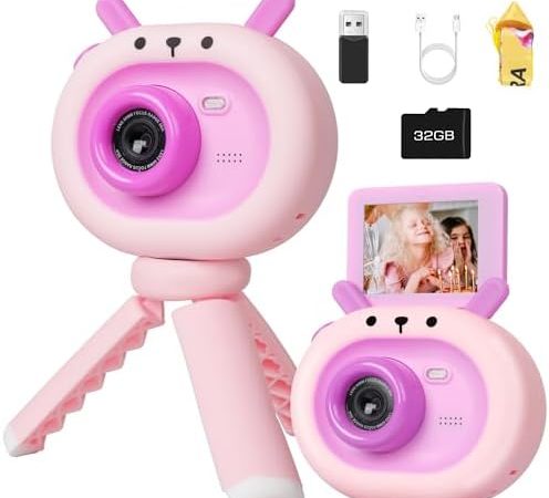 eWonLife Kids Camera 180° Flip Screen for Girls Aged 3-12 Years, HD 1080P Toddlers Digital Camera,...