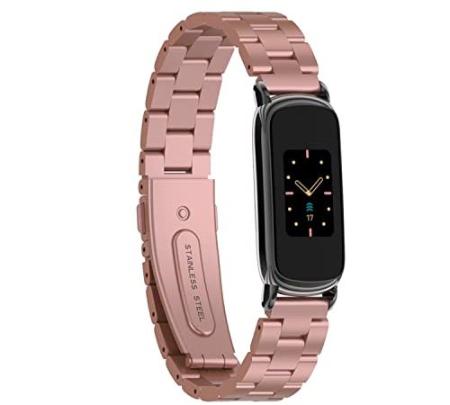 eiEuuk Compatible with Fitbit Luxe/Luxe SE Metal Band,Adjustable Stainless Steel Metal Wrist Strap...