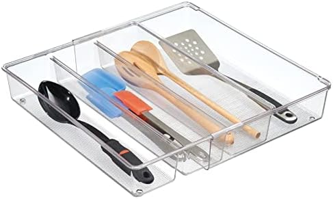 mDesign Plastic Adjustable/Expandable Divided Drawer Storage Organizer with 4 Compartments for...