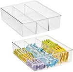 mDesign Plastic Divided 3 Compartments Kitchen Cabinet Drawer Organizer and Storage Tray, Pantry...