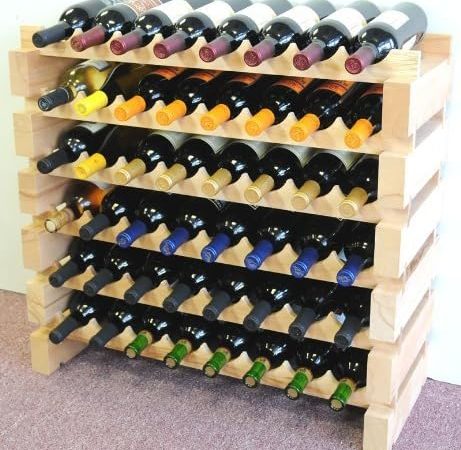 sfDisplay.com,LLC. Modular Wine Rack Beechwood 32-96 Bottle Capacity 8 Bottles Across up to 12 Rows...