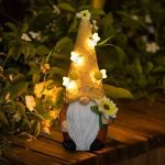 shumi Solar Garden Gnome Statue Decor Holding Sunflower Gifts, Outdoor Garden Decor with Solar Bee...