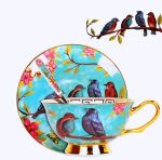 vintage art bone china exquisite coffee cup with spoon and European style tea cup and saucer set...