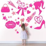 BABORUI 34Pcs Pink Room Decor for Girls Bedroom, Princess Doll Wall Stickers for Girls Room Decor,...