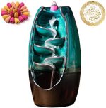 INONE Ceramic Incense Burner with 120 Cones, Waterfall Backflow Incense Holder, Aromatherapy...