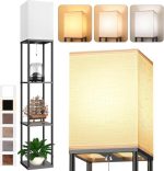 Floor Lamp with Shelves for Living Room, Shelf Floor Lamp with 3 CCT LED Bulb, Corner Display...
