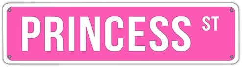 "Pink PRINCESS ST" Vintage Metal Tin Sign | Perfect for Girl's Room Decor | Exquisite Wall Art |...