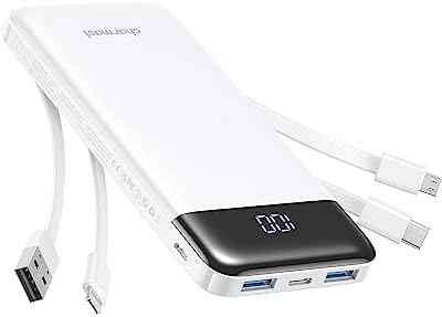 Portable Charger with Built in Cables, Portable Charger with Cords Wires Slim 10000mAh Travel...