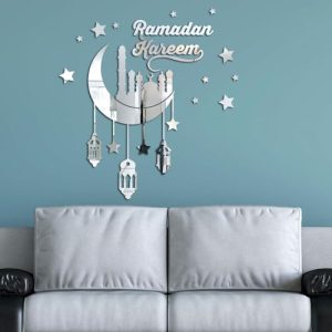 KYMY Eid Mubarak Ramadan Kareem Wall Stickers, Islamic Muslim Arabic Clings, Acrylic 3D Mirror...