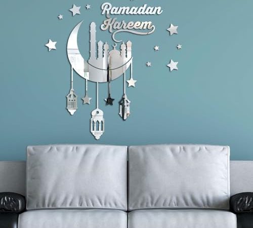 KYMY Eid Mubarak Ramadan Kareem Wall Stickers, Islamic Muslim Arabic Clings, Acrylic 3D Mirror...