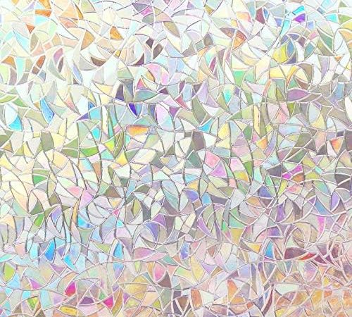 Volcanics Window Privacy Film Static Window Clings Vinyl 3D Decals Stickers Rainbow Window Film for...